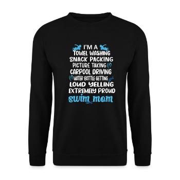 Schwimmmama Mama Eines Schwimmers Schwimm-Mutter - Unisex Pullover - Schwarz - Vorne - Alina (178cm) & Michal (187cm)