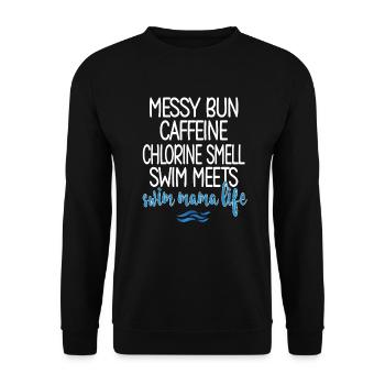 Schwimmmama Mama Eines Schwimmers Schwimm-Mutter - Unisex Pullover - Schwarz - Vorne - Alina (178cm) & Michal (187cm)