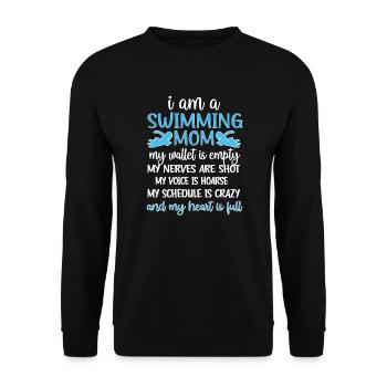 Schwimmmama Mutter Von Schwimmer Schwimm-Mama - Unisex Pullover - Schwarz - Vorne - Alina (178cm) & Michal (187cm)