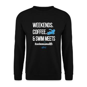 Schwimmmama Mama Eines Schwimmers Schwimm-Mutter - Unisex Pullover - Schwarz - Vorne - Alina (178cm) & Michal (187cm)