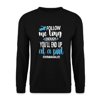 Schwimmmama Mama Eines Schwimmers Schwimm-Mutter - Unisex Pullover - Schwarz - Vorne - Alina (178cm) & Michal (187cm)