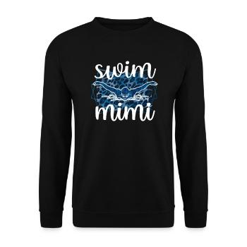 Stolze Schwimm-Mimi Schwimmer Mimi Oma Geschenk - Unisex Pullover - Schwarz - Vorne - Alina (178cm) & Michal (187cm)
