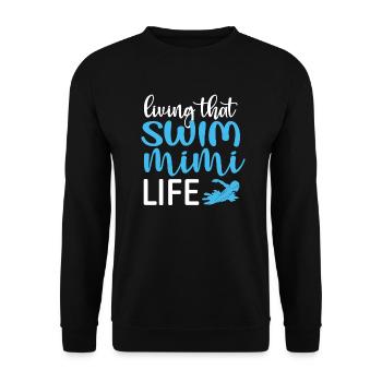 Stolze Schwimm-Mimi Schwimmer Mimi Oma Geschenk - Unisex Pullover - Schwarz - Vorne - Alina (178cm) & Michal (187cm)