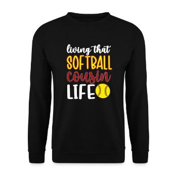 Proud Softball Cousin Softball Player Cousin - Unisex Sweatshirt - black - Front - Alina (178cm) & Michal (187cm)