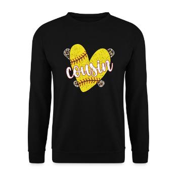 Proud Softball Cousin of a Softball Player - Unisex Sweatshirt - black - Front - Alina (178cm) & Michal (187cm)