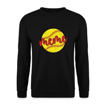 Meme Oma Eines Softballspieler Softball Meme - Unisex Pullover - Schwarz - Vorne - Alina (178cm) & Michal (187cm)