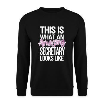 Secretary Gift Office Worker Appreciation - Unisex Sweatshirt - black - Front - Alina (178cm) & Michal (187cm)
