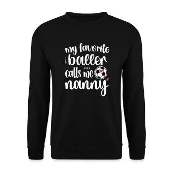 Proud Soccer Nanny Grandma Of Soccer Player Nanny - Unisex Pullover - Schwarz - Vorne - Alina (178cm) & Michal (187cm)