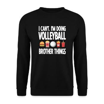 Proud volleyball brother of a volleyball player - Unisex Sweatshirt - black - Front - Alina (178cm) & Michal (187cm)