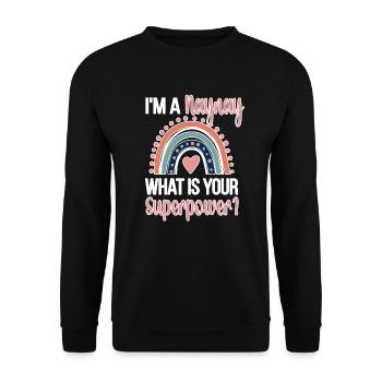 Naynay Oma Muttertagsgeschenk Naynay Großmutter - Unisex Pullover - Schwarz - Vorne - Alina (178cm) & Michal (187cm)