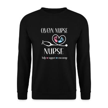 OB GYN Nurse Obstetrics Gynecology - Unisex Sweatshirt - black - Front - Alina (178cm) & Michal (187cm)