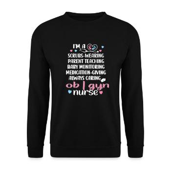 OB GYN Nurse Obstetrics Gynecology - Unisex Sweatshirt - black - Front - Alina (178cm) & Michal (187cm)