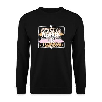 Notfallsanitäter Paramedic Rettungssanitäter - Unisex Pullover - Schwarz - Vorne - Alina (178cm) & Michal (187cm)