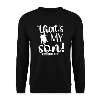 Stolze Rodeo Mama Rodeo-Reiter Mutter Geschenk - Unisex Pullover - Schwarz - Vorne - Alina (178cm) & Michal (187cm)
