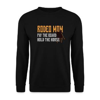 Rodeo Mama Stolze Rodeo-Reiter Mutter Geschenk - Unisex Pullover - Schwarz - Vorne - Alina (178cm) & Michal (187cm)