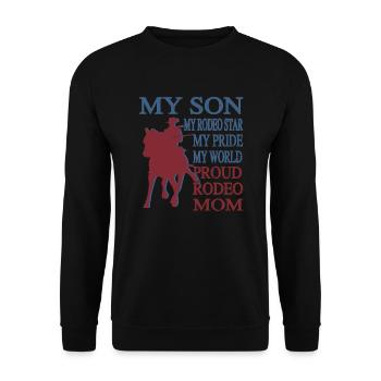 Rodeo Mama Stolze Rodeo-Reiter Mutter Geschenk - Unisex Pullover - Schwarz - Vorne - Alina (178cm) & Michal (187cm)