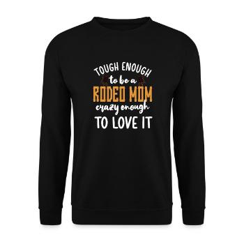 Beste Rodeo Mama Rodeo-Reiter Mutter Geschenk - Unisex Pullover - Schwarz - Vorne - Alina (178cm) & Michal (187cm)
