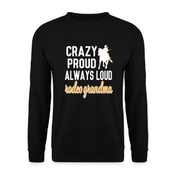 Stolze Rodeo Oma Rodeo-Reiter Großmutter Geschenk - Unisex Pullover - Schwarz - Vorne - Alina (178cm) & Michal (187cm)