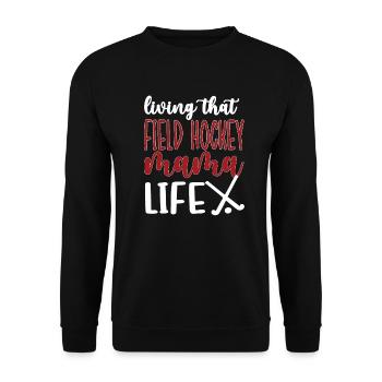 Fière maman de hockey sur gazon maman joueuse de hockey sur gazon - Sweat-shirt Unisexe - noir - Devant - Alina (178cm) & Michal (187cm)