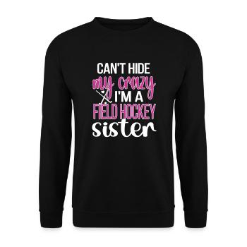 Proud field hockey sister of field hockey players - Unisex Sweatshirt - black - Front - Alina (178cm) & Michal (187cm)