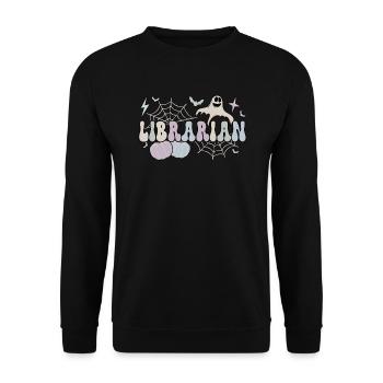 School Librarian Halloween Library Worker Gifts - Unisex Pullover - Schwarz - Vorne - Alina (178cm) & Michal (187cm)