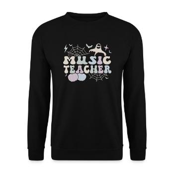Spooky Music Teacher Halloween Music Teaching Gift - Unisex Sweatshirt - black - Front - Alina (178cm) & Michal (187cm)