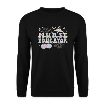 Infirmière éducatrice Halloween RN Formation en soins infirmiers - Sweat-shirt Unisexe - noir - Devant - Alina (178cm) & Michal (187cm)