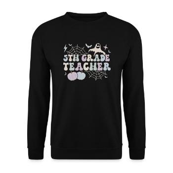 5th Grade Teacher Halloween Fifth Grade Crew Gift - Unisex Sweatshirt - black - Front - Alina (178cm) & Michal (187cm)