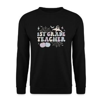 1st Grade Teacher Halloween 1st Team First Grade - Unisex Sweatshirt - black - Front - Alina (178cm) & Michal (187cm)