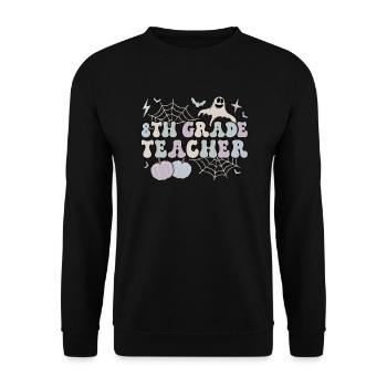 8th Grade Teacher Halloween Eighth Grade Crew - Unisex Sweatshirt - black - Front - Alina (178cm) & Michal (187cm)
