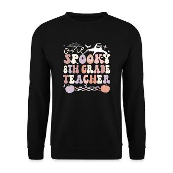 8th Grade Teacher Halloween Eighth Grade Crew - Unisex Sweatshirt - black - Front - Alina (178cm) & Michal (187cm)