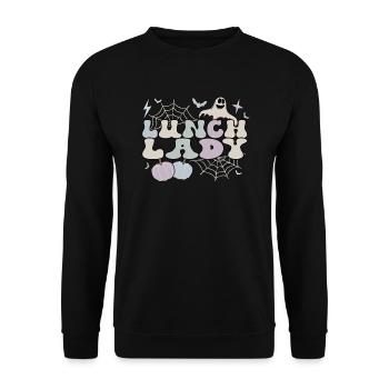 Lunch Lady Halloween School Cafeteria Lady Worker - Unisex Sweatshirt - black - Front - Alina (178cm) & Michal (187cm)