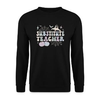Substitute Teacher Halloween School Sub Teacher - Unisex Sweatshirt - black - Front - Alina (178cm) & Michal (187cm)