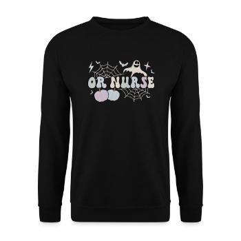 OR Nurse Halloween Operating Room Nurse Gifts - Unisex Sweatshirt - black - Front - Alina (178cm) & Michal (187cm)