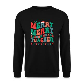 2nd Grade Teacher Christmas Second Grade Team Xmas - Unisex Sweatshirt - black - Front - Alina (178cm) & Michal (187cm)