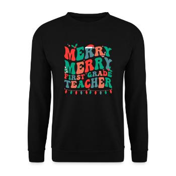 1st Grade Teacher Christmas First Grade Team Xmas - Unisex Sweatshirt - black - Front - Alina (178cm) & Michal (187cm)