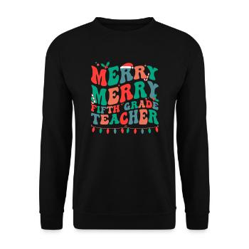 5th Grade Teacher Christmas Fifth Grade Crew Xmas - Unisex Sweatshirt - black - Front - Alina (178cm) & Michal (187cm)