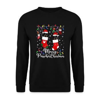 Pinscher miniature Noël Min Pin Pin Cadeaux de Noël - Sweat-shirt Unisexe - noir - Devant - Alina (178cm) & Michal (187cm)