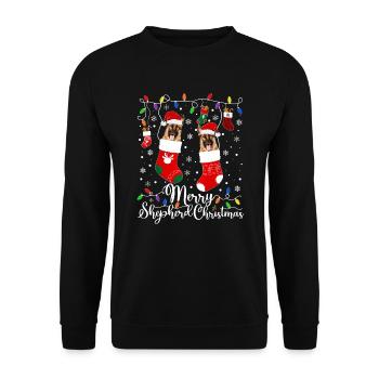 English Shepherd Christmas English Shepherd Xmas - Unisex Sweatshirt - black - Front - Alina (178cm) & Michal (187cm)