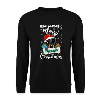 Pinscher miniature Noël Min Pin Pin Cadeaux de Noël - Sweat-shirt Unisexe - noir - Devant - Alina (178cm) & Michal (187cm)
