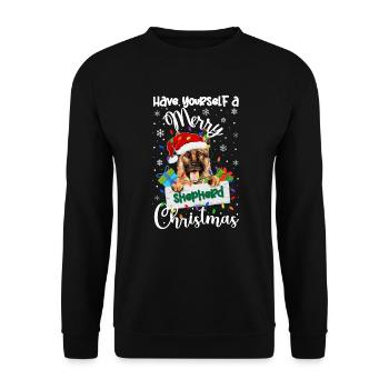 English Shepherd Christmas English Shepherd Xmas - Unisex Sweatshirt - black - Front - Alina (178cm) & Michal (187cm)