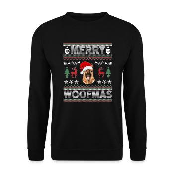 German Shepherd Ugly Christmas German Shepherd - Unisex Sweatshirt - black - Front - Alina (178cm) & Michal (187cm)
