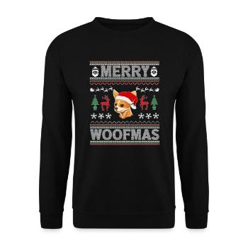 Chihuahua Ugly Christmas Chihuahua Xmas Party - Unisex Pullover - Schwarz - Vorne - Alina (178cm) & Michal (187cm)