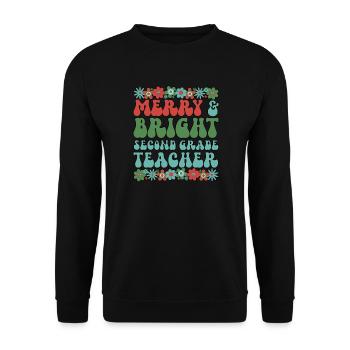 2nd Grade Teacher Christmas Second Grade Team Xmas - Unisex Sweatshirt - black - Front - Alina (178cm) & Michal (187cm)