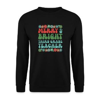 3rd Grade Teacher Christmas Third Grade Team Xmas - Unisex Sweatshirt - black - Front - Alina (178cm) & Michal (187cm)