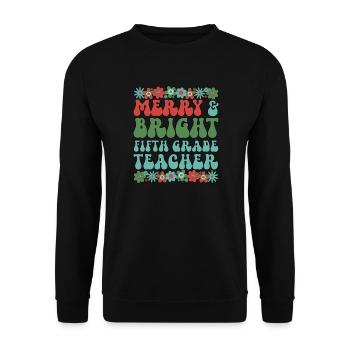 5th Grade Teacher Christmas Fifth Grade Crew Xmas - Unisex Sweatshirt - black - Front - Alina (178cm) & Michal (187cm)
