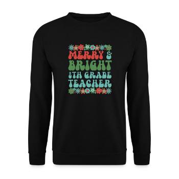 8th Grade Teacher Christmas Eighth Grade Crew Xmas - Unisex Sweatshirt - black - Front - Alina (178cm) & Michal (187cm)