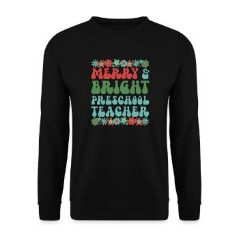 Preschool Teacher Christmas Pre-K Teacher Xmas - Unisex Sweatshirt - black - Front - Alina (178cm) & Michal (187cm)