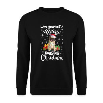 Pug Christmas Gifts Pug Xmas Party Pug Lover - Unisex Pullover - Schwarz - Vorne - Alina (178cm) & Michal (187cm)