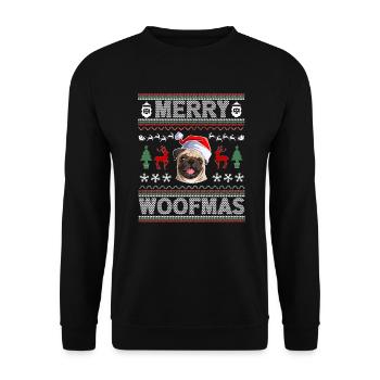 Pug Ugly Christmas Pug Xmas Party Pug Lover Gifts - Unisex Sweatshirt - black - Front - Alina (178cm) & Michal (187cm)
